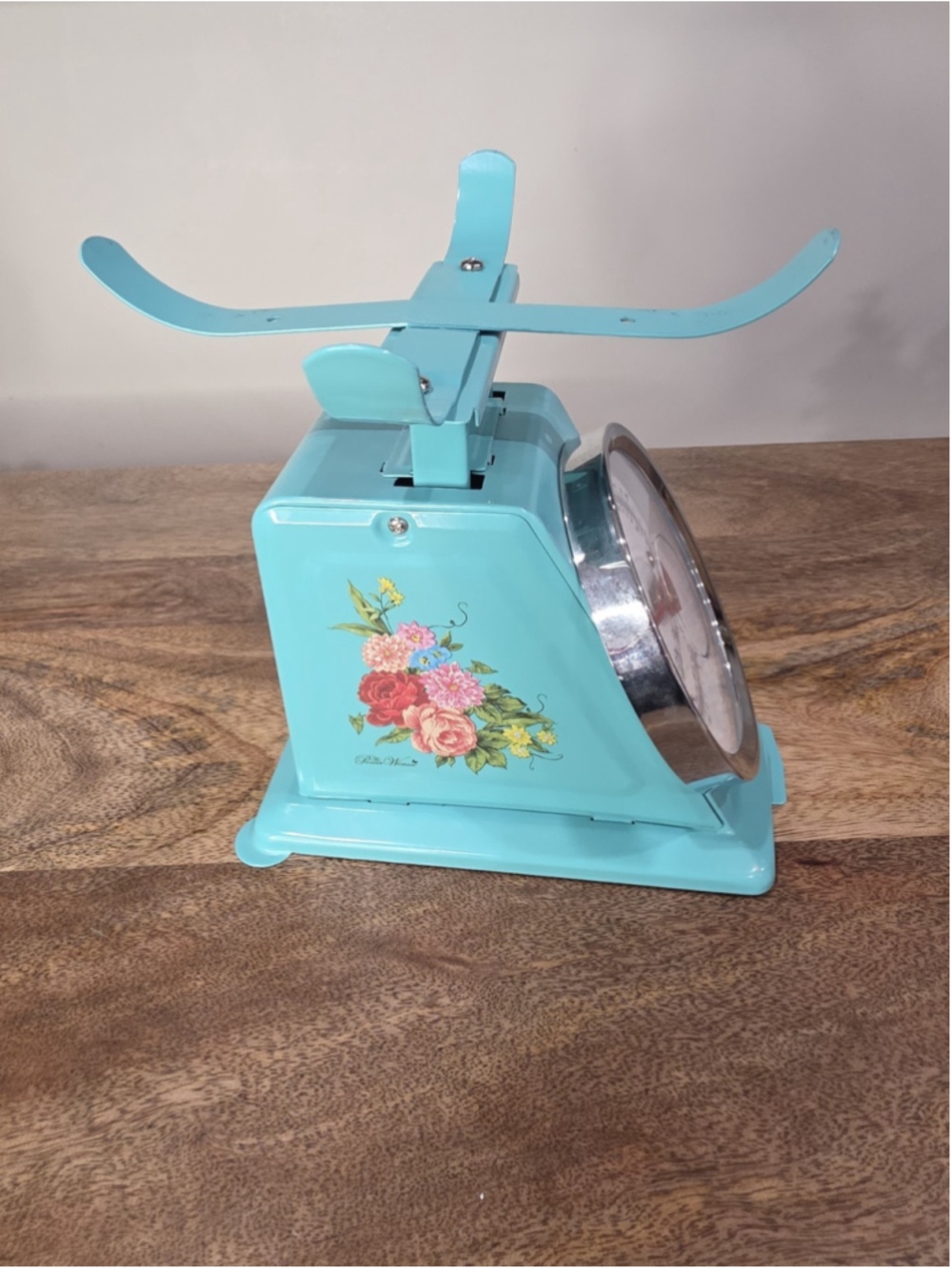 The Pioneer Women Sweet Rose Mini Analog Scale Teal & Multicolor Metal - No Tray